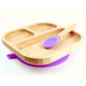 Set assiette + cuillère bambou et silicone lilas (3 compartiments)