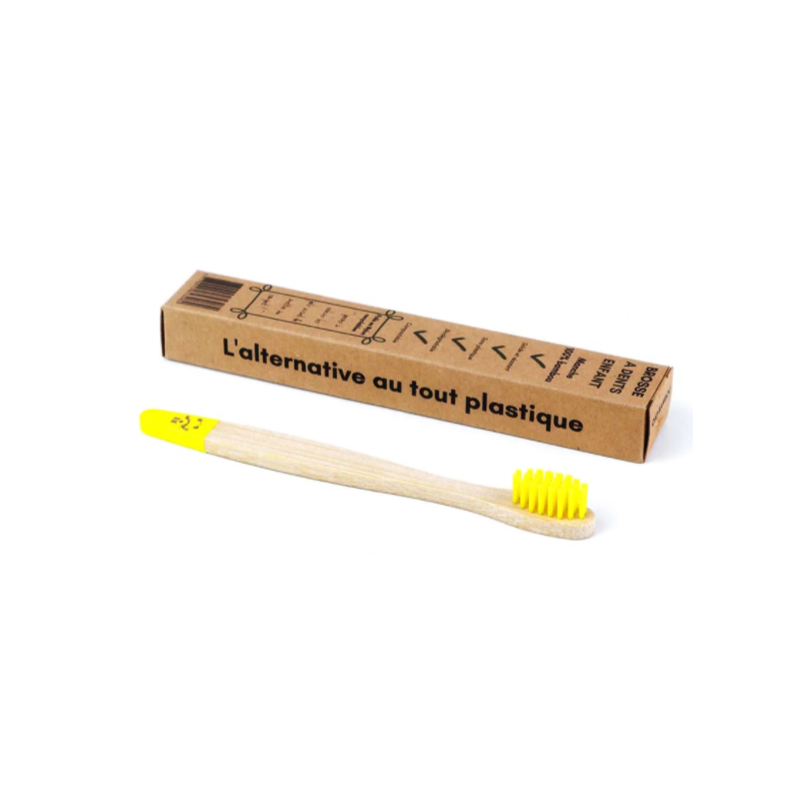 Brosse à dents Kids jaune Souple en Bambou