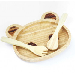 Set de repas enfant bambou (assiette + fourchette + cuillère)