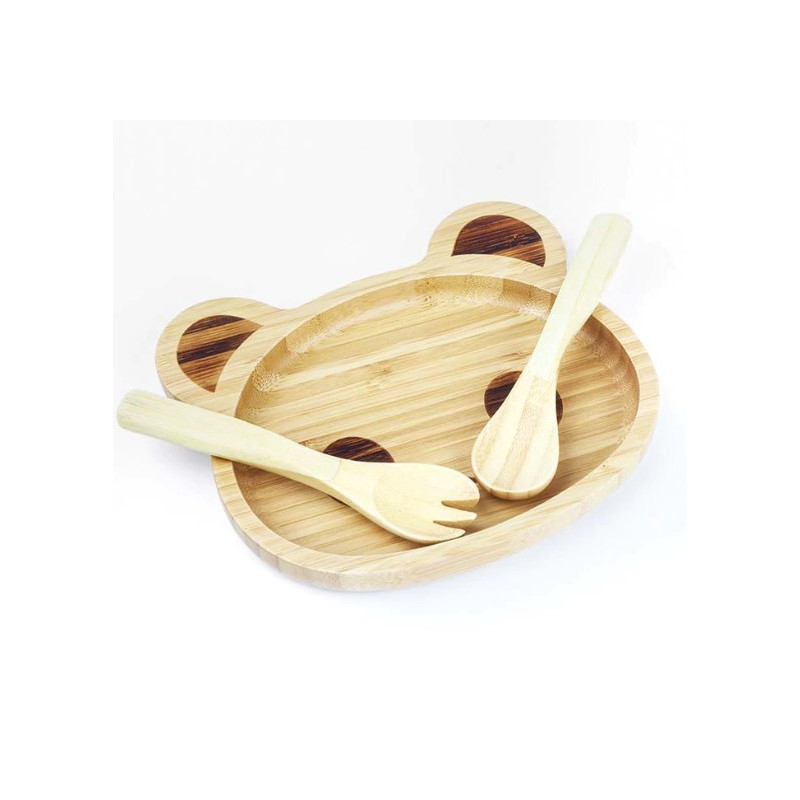 Set de repas enfant bambou (assiette + fourchette + cuillère)