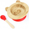 Set de repas bébé bambou + silicone rouge (bol + cuillère)