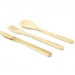 Set de 3 couverts réutilisables gravés (couteau + fourchette + cuillère)