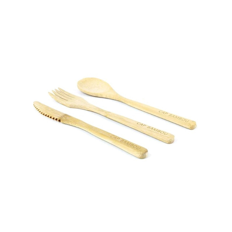 Set de 3 couverts réutilisables gravés (couteau + fourchette + cuillère)